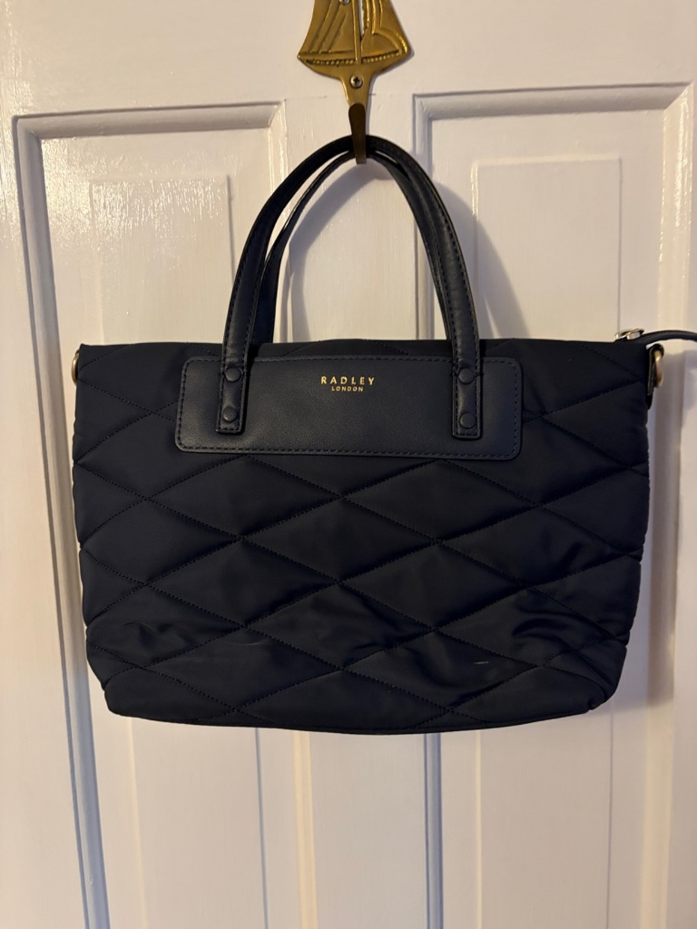 RADLEY LONDON Navy Quilted Tote with Gold Logo